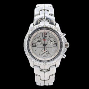 Vintage 41mm Heuer Professional 200 Men's Quartz Chronograph Wristwatch Steel